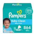 Pampers Baby Clean Wipes, Fresh Scent, 864 Wipes (12 Packs)