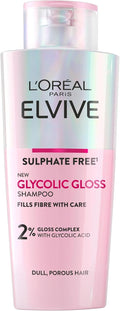 L'Oreal Elvive Glycolic Gloss Shampoo, Sulfate Free, Smooth & Shiny Hair, 200ml