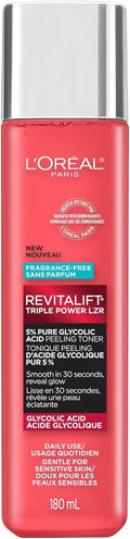 L'Oreal Revitalift 5% Glycolic Acid Peeling Toner, Alcohol & Fragrance Free, 6 Fl Oz