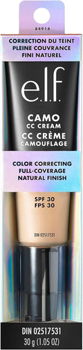 e.l.f. Camo CC Cream, Medium-to-Full Coverage Foundation, SPF 30, Light 240 W, 1.05 Oz