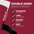 L'Oreal Double Extend Tubing Mascara, Lengthening 2-Step, Smudgeproof, Black, Pack of 2