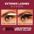 L'Oreal Double Extend Tubing Mascara, Lengthening 2-Step, Smudgeproof, Black, Pack of 2